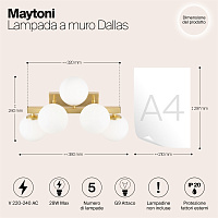 Maytoni Modern Dallas Настенный светильник (бра) цвет: золото MOD547WL-05BS