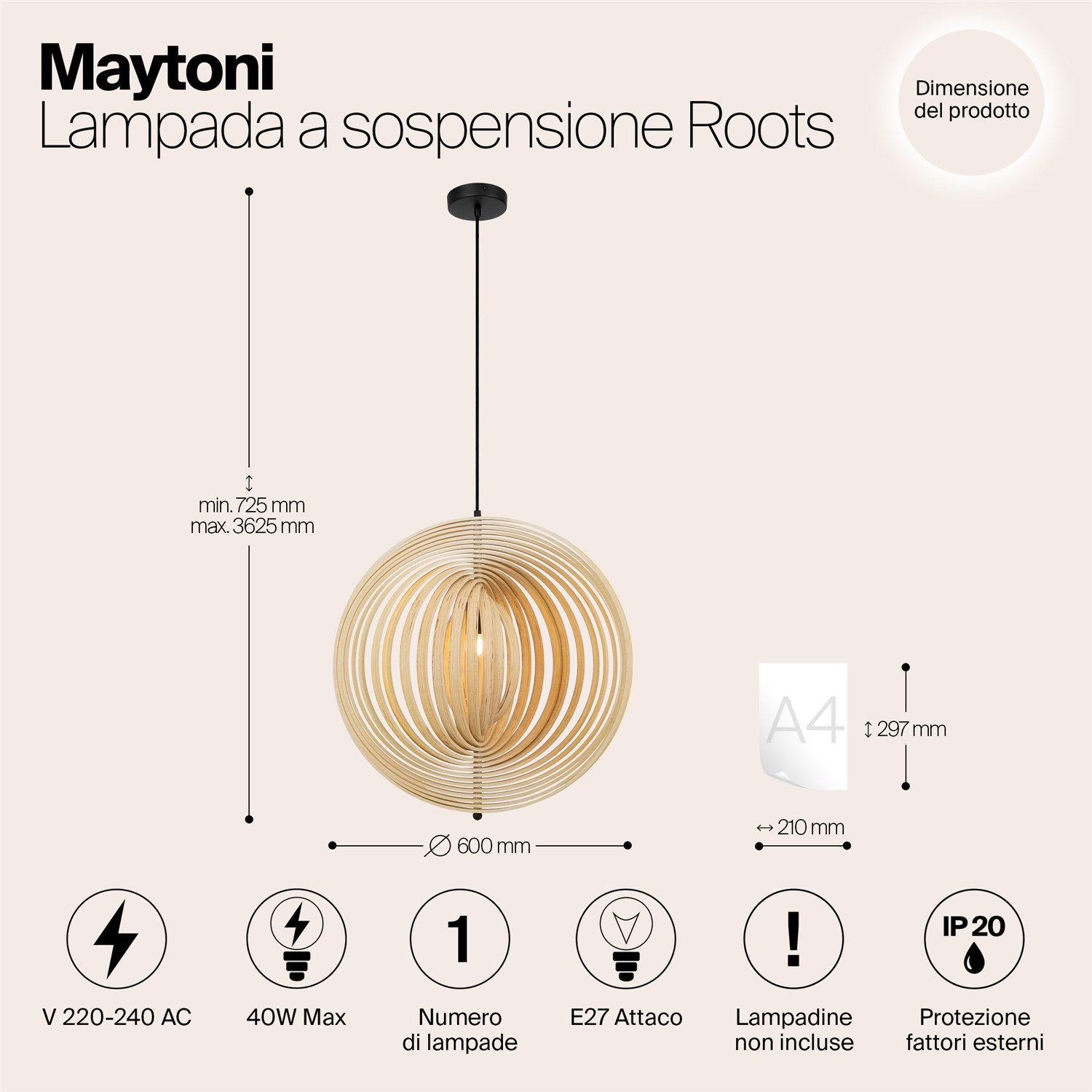 Maytoni Modern Roots Подвесной светильник цвет: черный MOD197PL-01W2