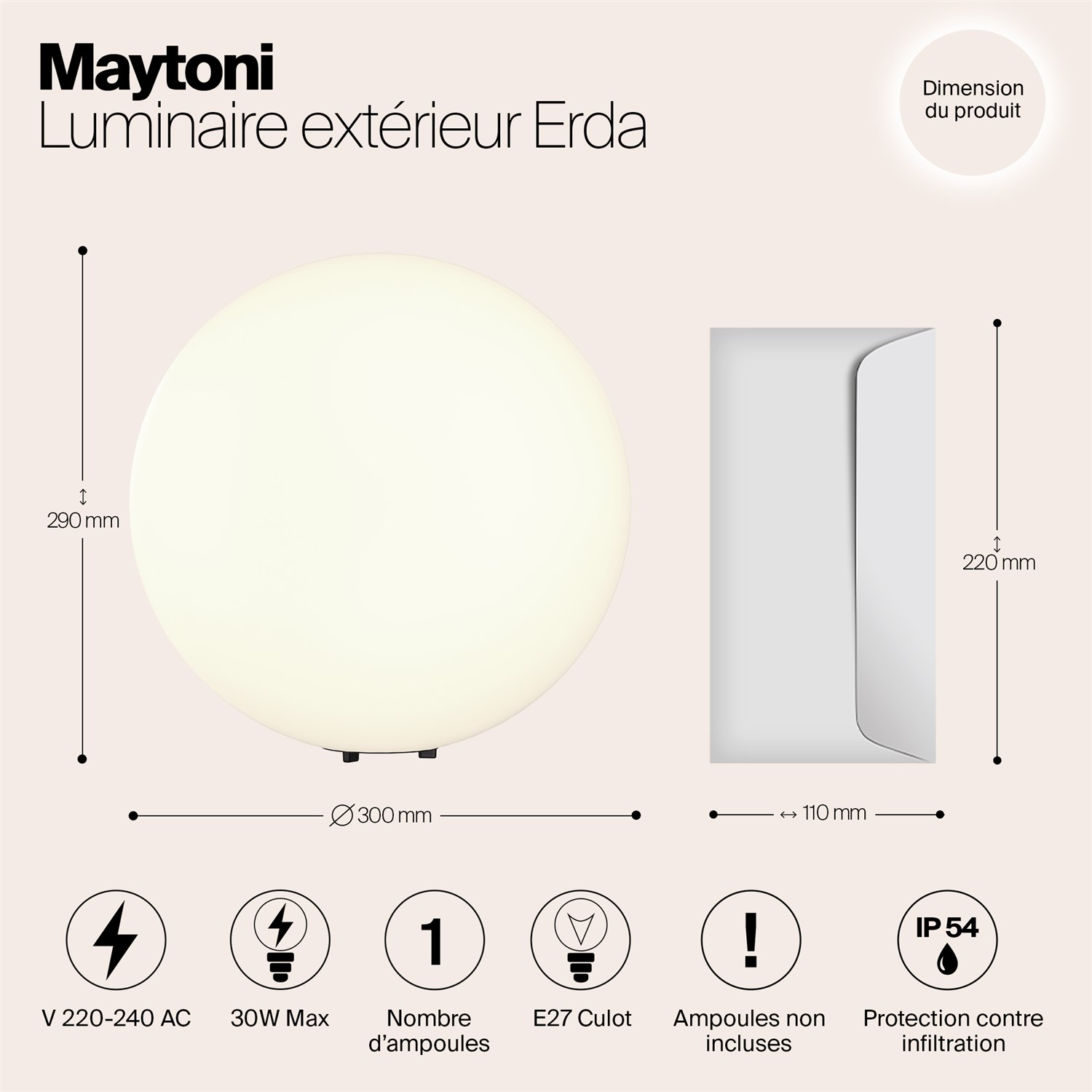 Maytoni Outdoor Erda Ландшафтный светильник цвет: белый O594FL-01W