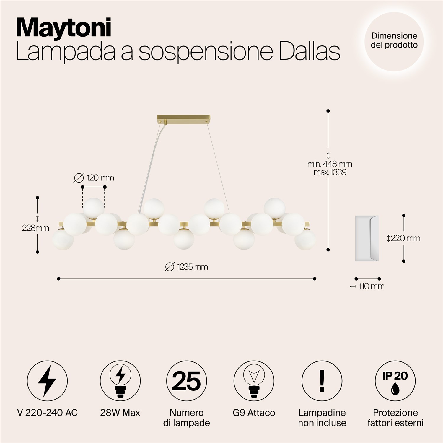 Maytoni Modern Dallas Подвесной светильник цвет: золото MOD547PL-25BS