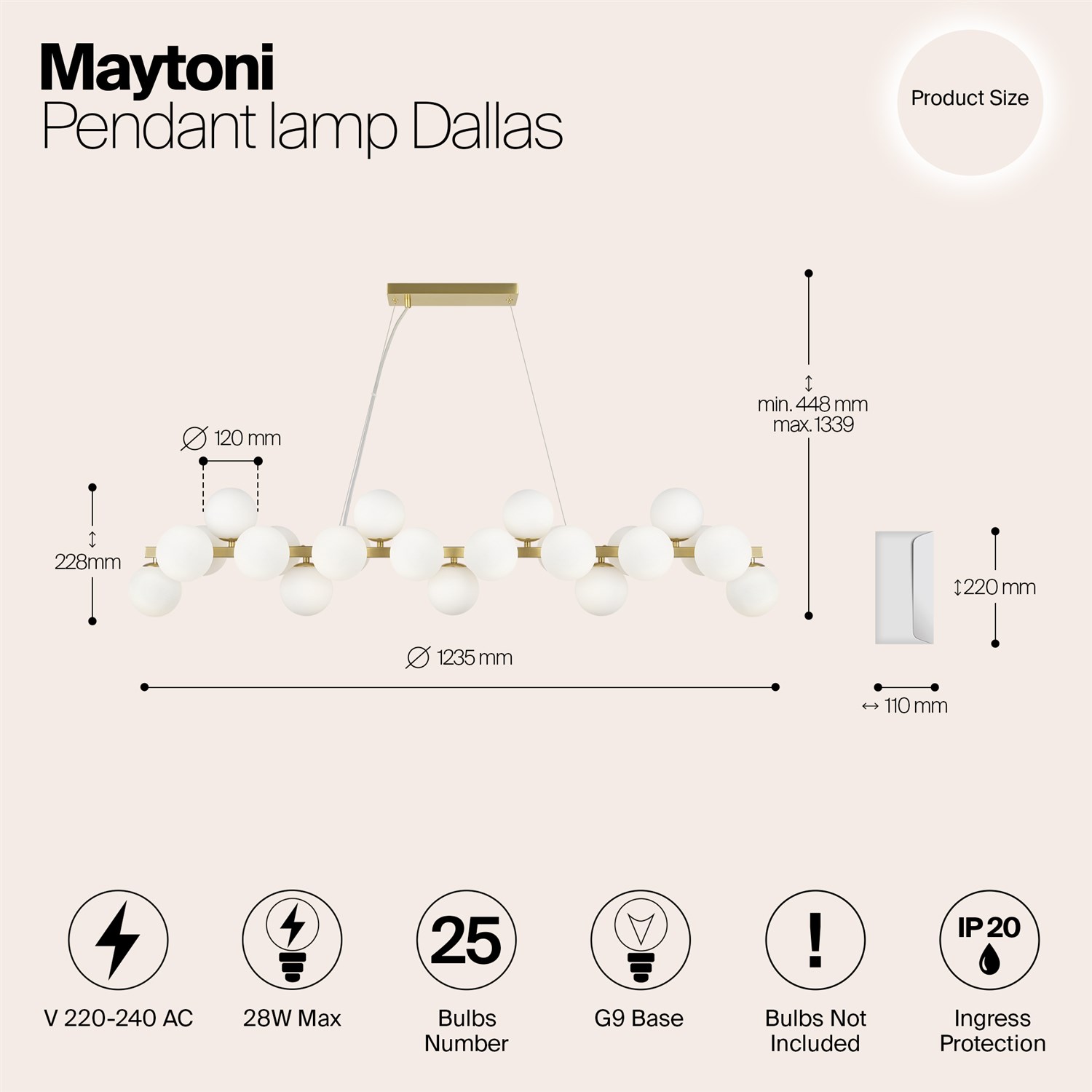 Maytoni Modern Dallas Подвесной светильник цвет: золото MOD547PL-25BS