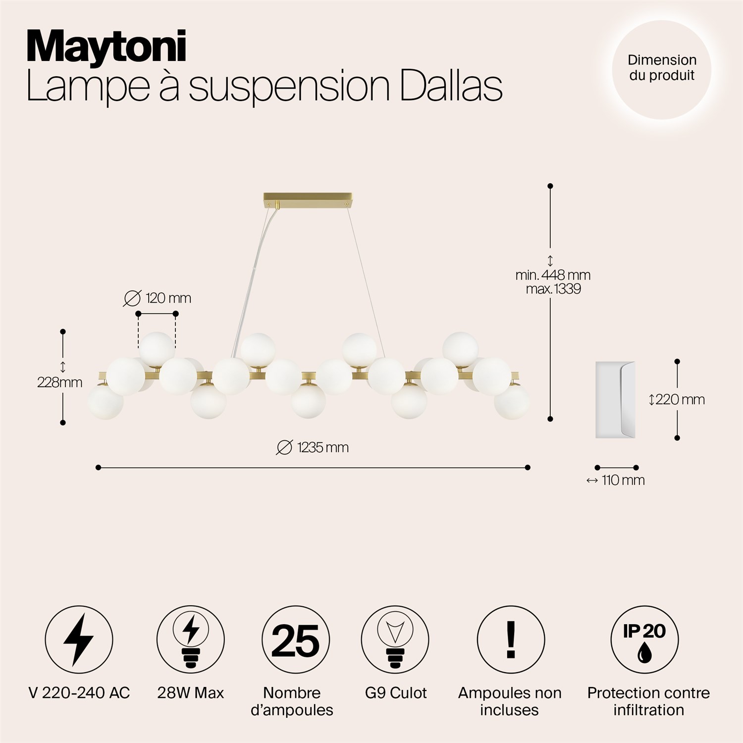 Maytoni Modern Dallas Подвесной светильник цвет: золото MOD547PL-25BS