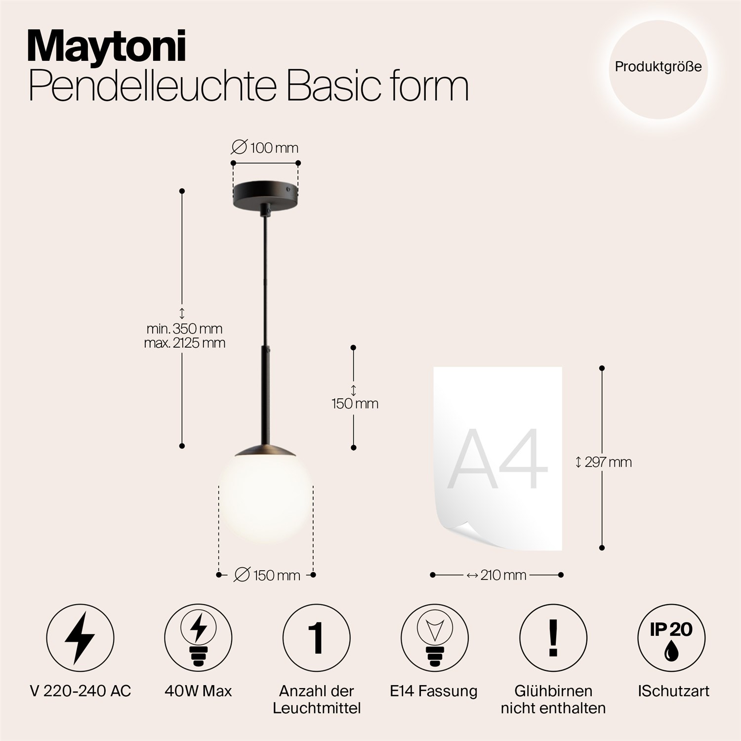 Maytoni Modern Basic form Подвесной светильник цвет: черный MOD321PL-01B