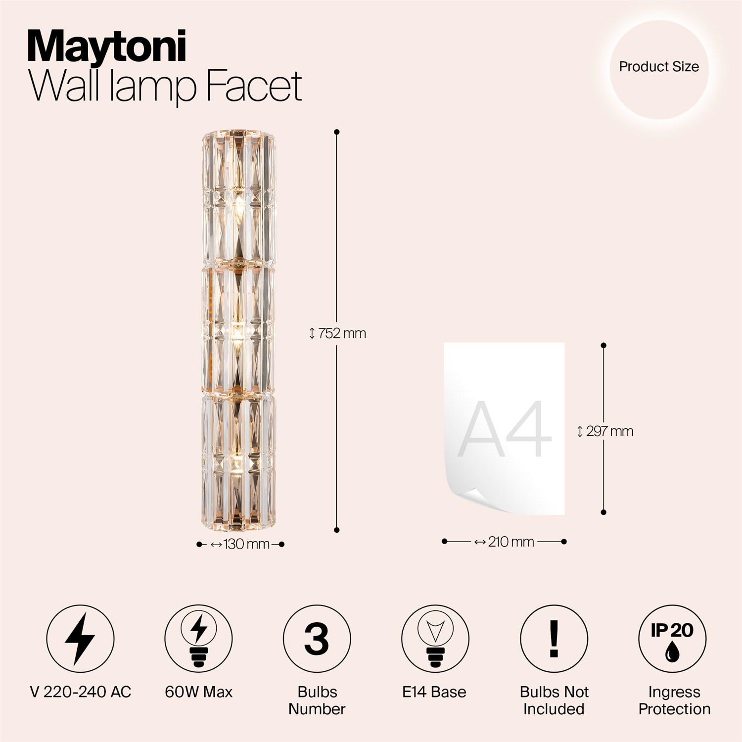 Maytoni Classic Facet Настенный светильник (бра) цвет: золото MOD094WL-03G