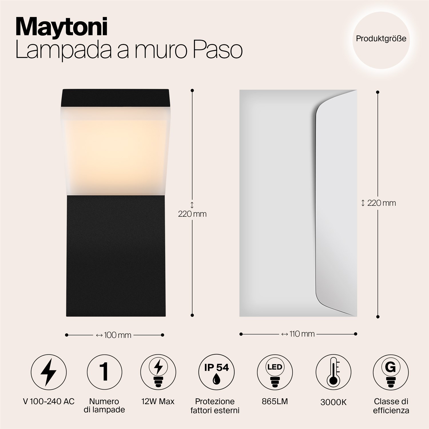 Maytoni Outdoor Paso Настенный светильник (бра) цвет: черный O595WL-L12B3K