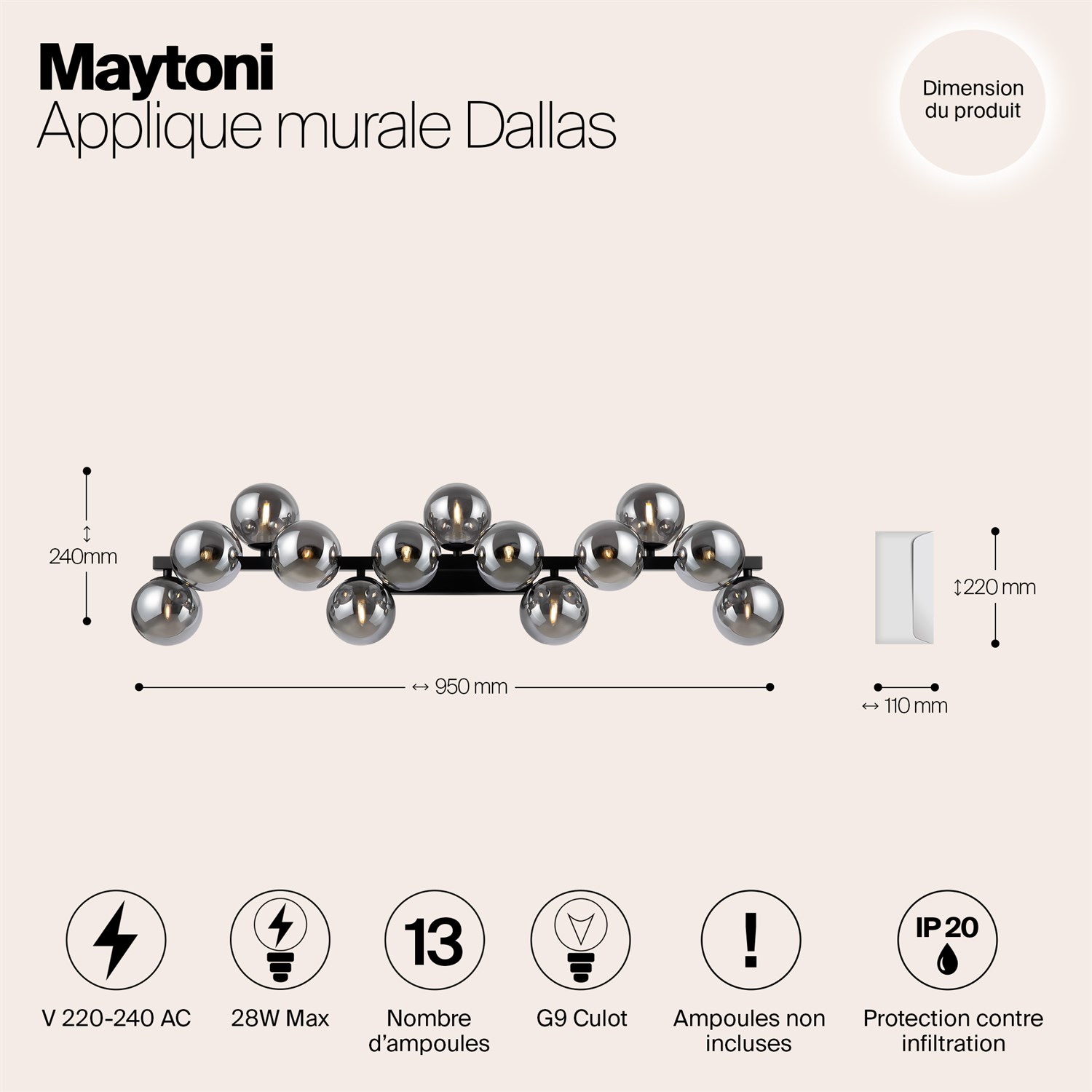 Maytoni Modern Dallas Настенный светильник (бра) цвет: черный MOD547WL-13B
