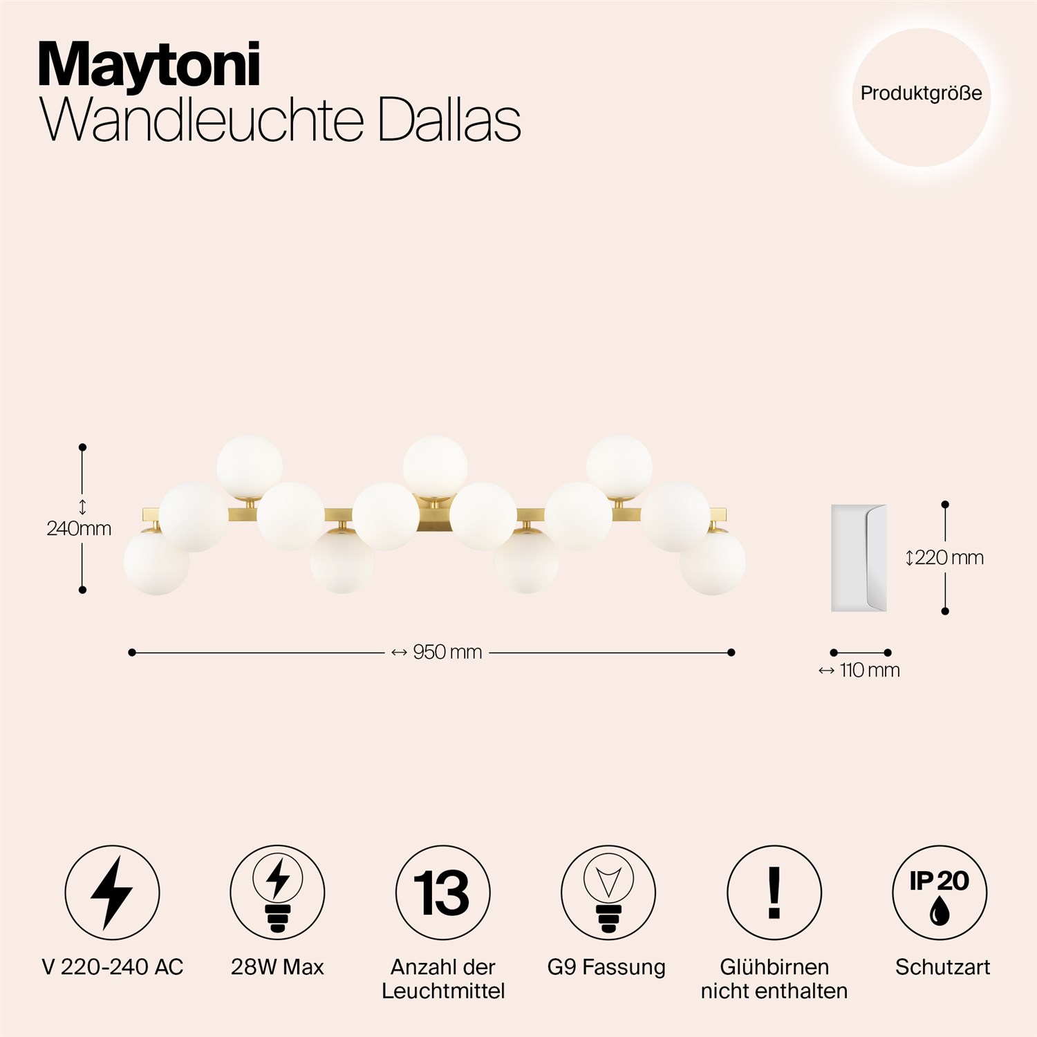 Maytoni Modern Dallas Настенный светильник (бра) цвет: золото MOD547WL-13BS