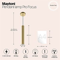 Maytoni Modern Pro Focus Подвесной светильник цвет: золото MOD161PL-01G1