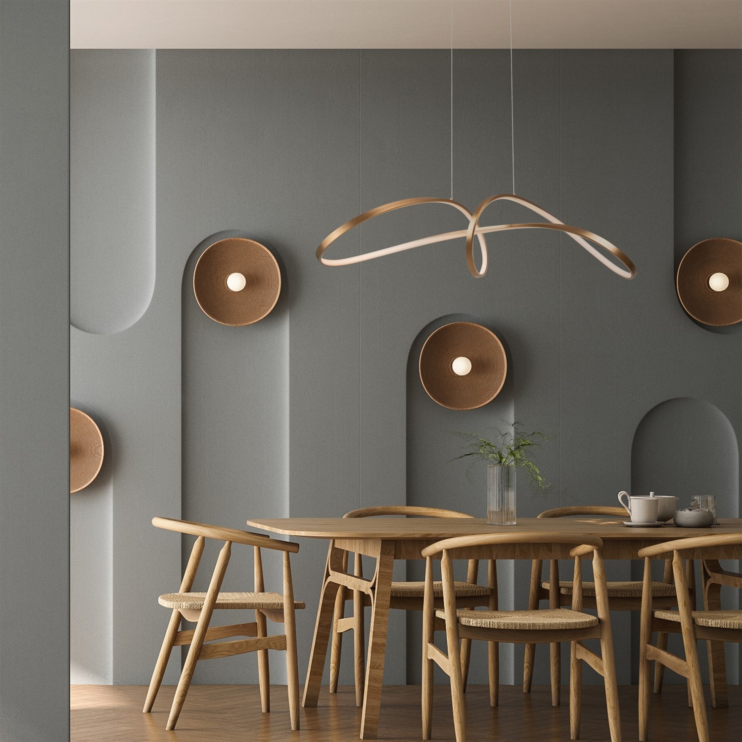 Maytoni Modern Curve Подвесной светильник цвет: золото MOD156PL-L52G4K