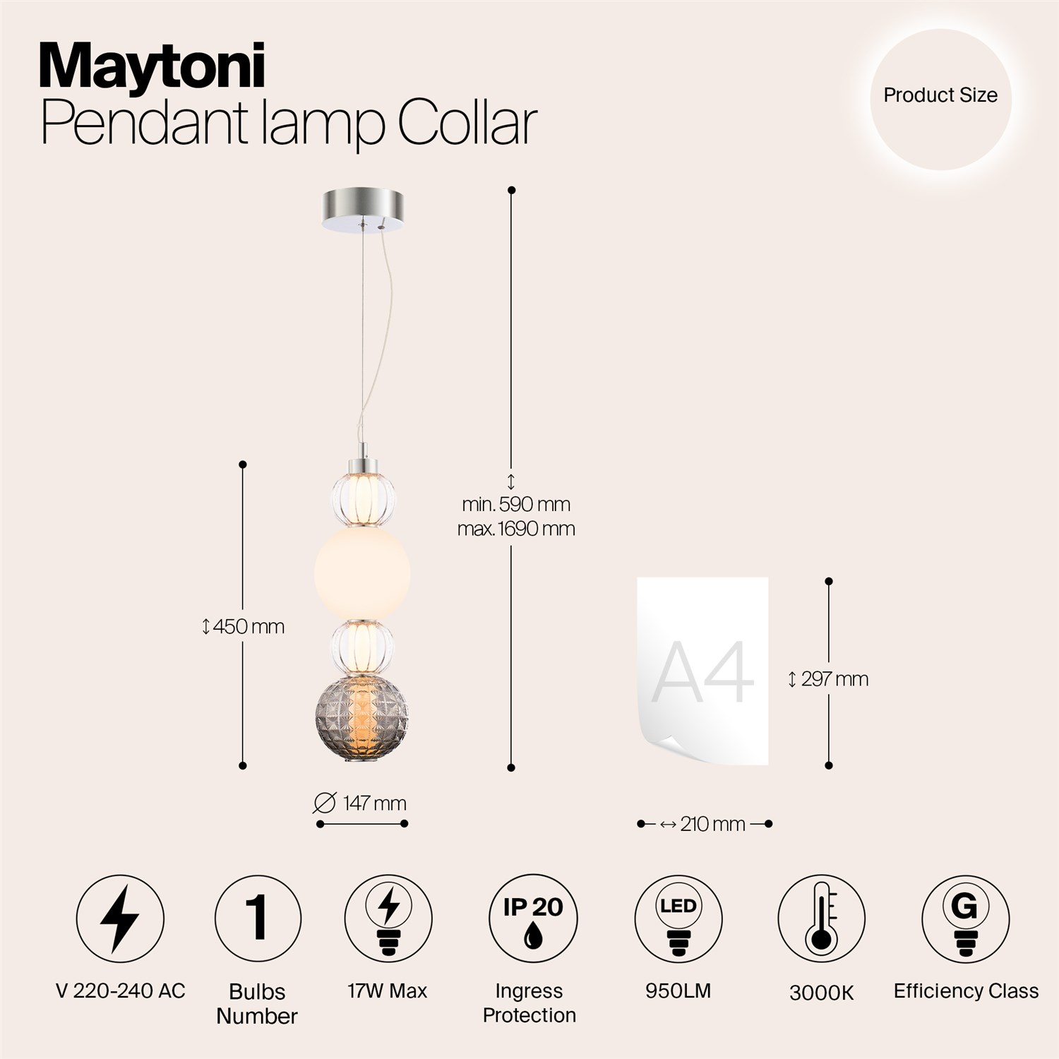 Maytoni Modern Collar Подвесной светильник цвет: хром P069PL-L17CH3K