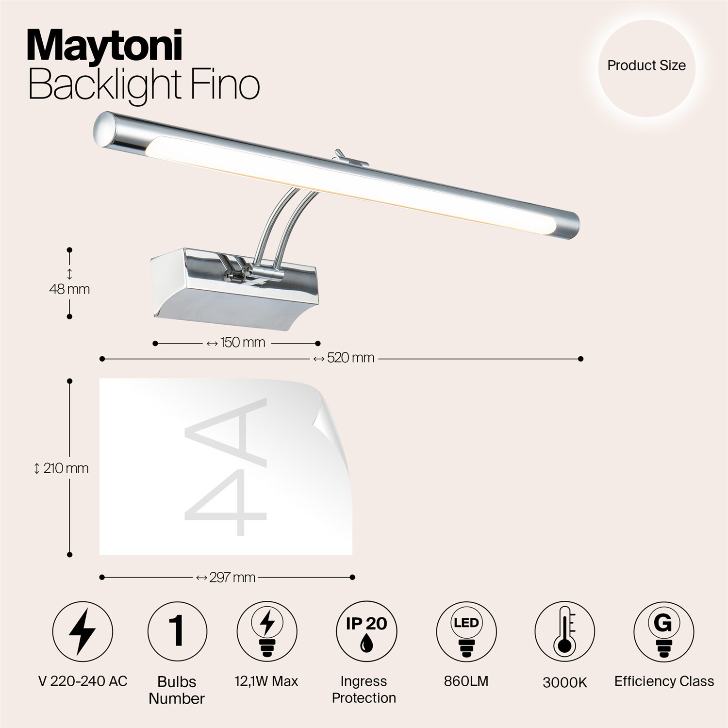 Maytoni Modern Fino Подсветка цвет: хром MIR003WL-L12CH