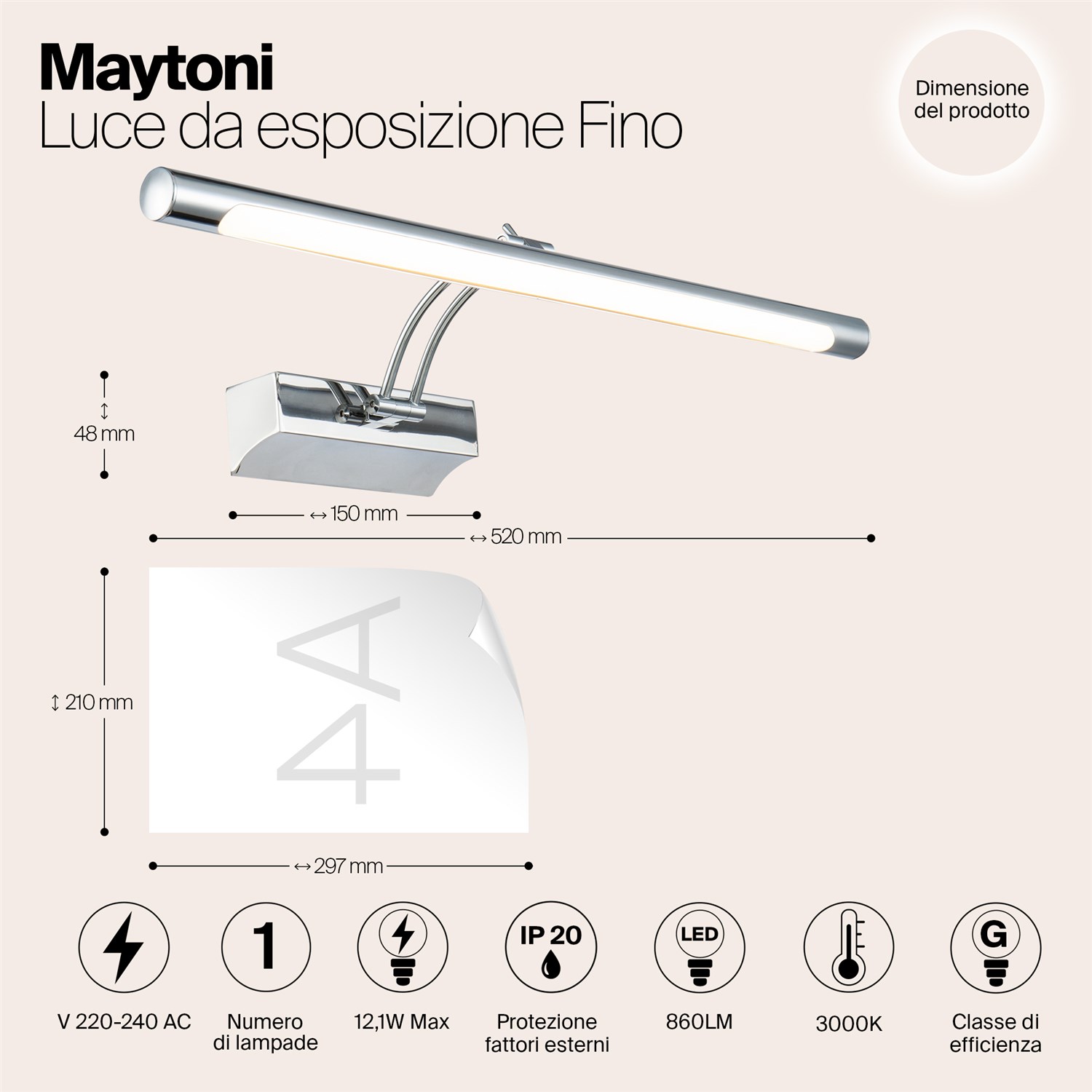 Maytoni Modern Fino Подсветка цвет: хром MIR003WL-L12CH
