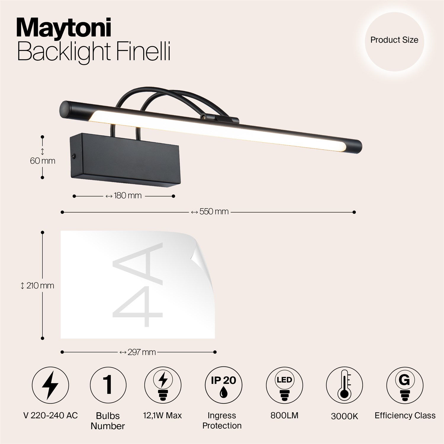 Maytoni Modern Finelli Подсветка цвет: черный MIR004WL-L12B