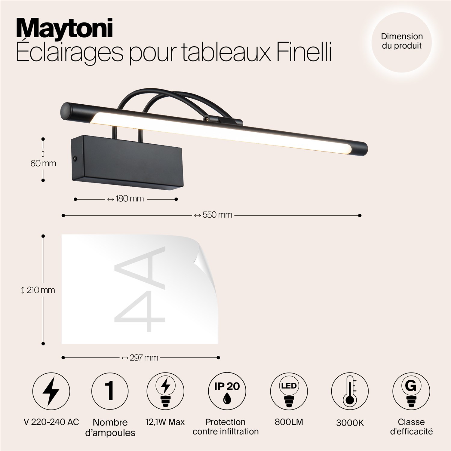 Maytoni Modern Finelli Подсветка цвет: черный MIR004WL-L12B
