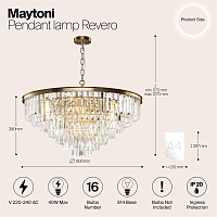 Maytoni Classic Revero Подвесной светильник цвет: латунь MOD085PL-16BS