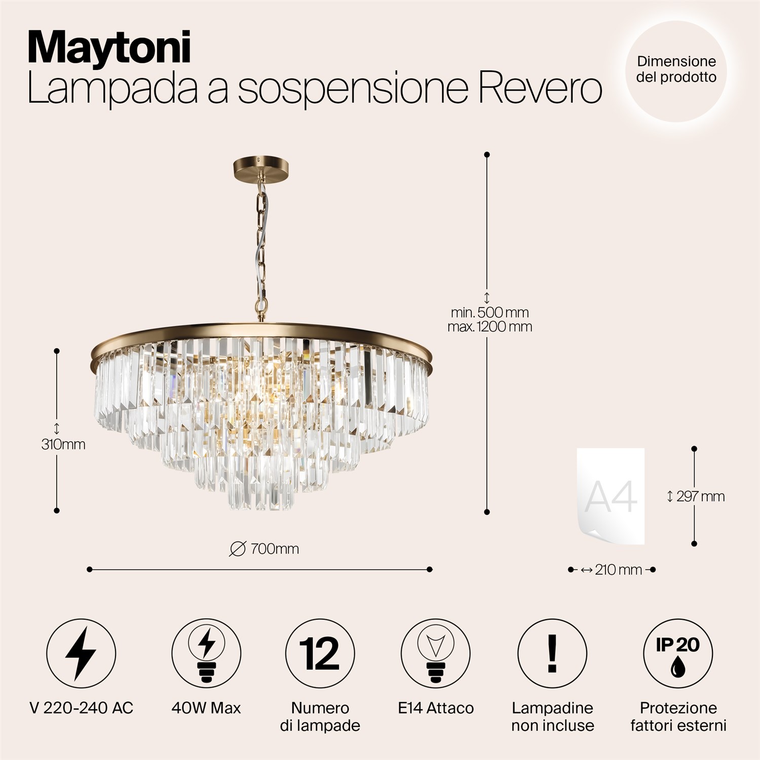 Maytoni Classic Revero Подвесной светильник цвет: латунь MOD085PL-12BS