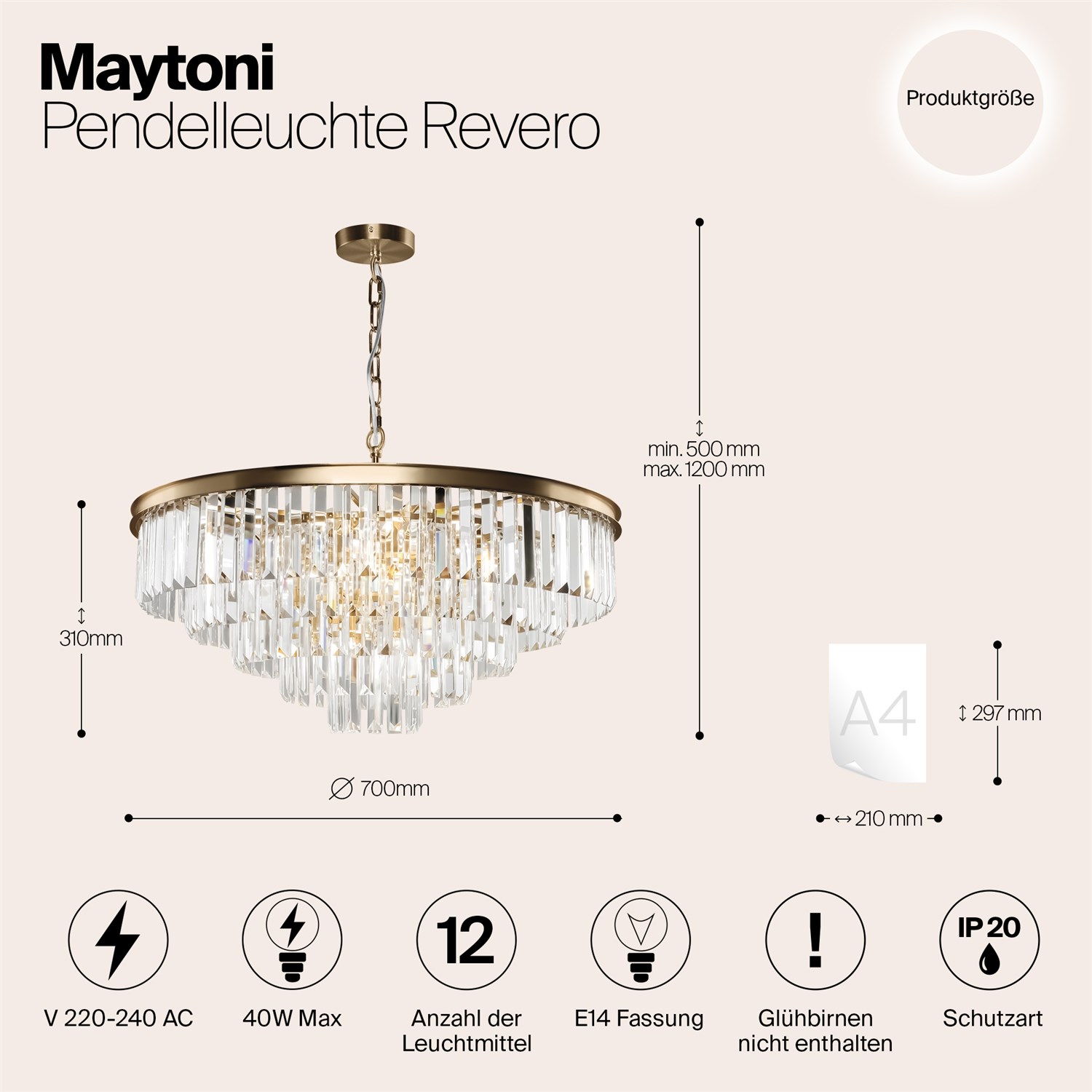 Maytoni Classic Revero Подвесной светильник цвет: латунь MOD085PL-12BS