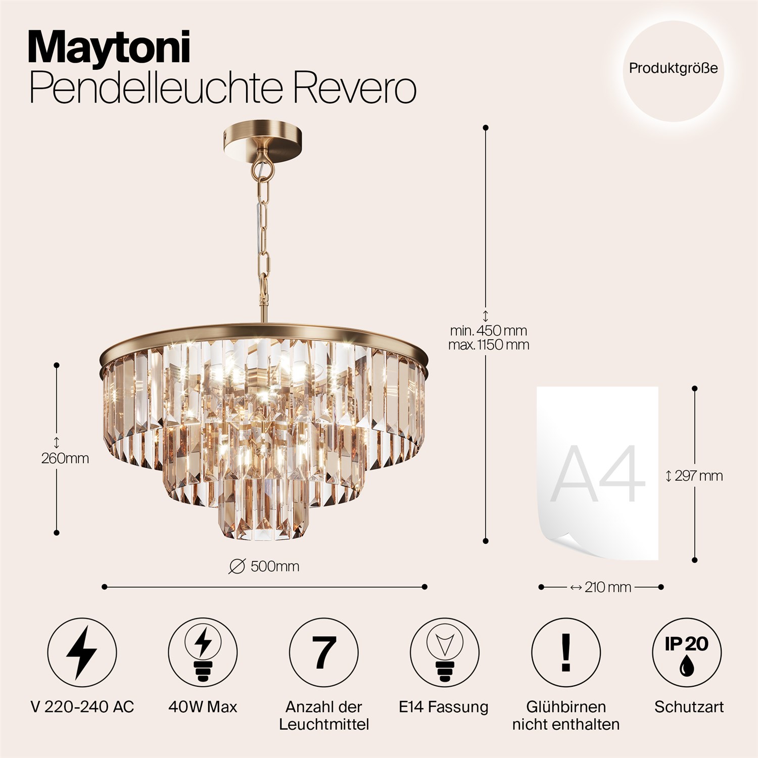 Maytoni Classic Revero Подвесной светильник цвет: латунь MOD085PL-07BS