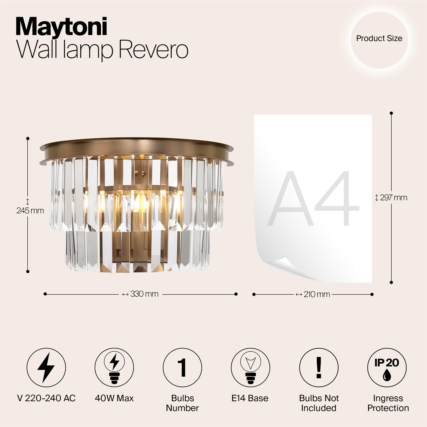 Maytoni Classic Revero Настенный светильник (бра) цвет: латунь MOD085WL-01BS