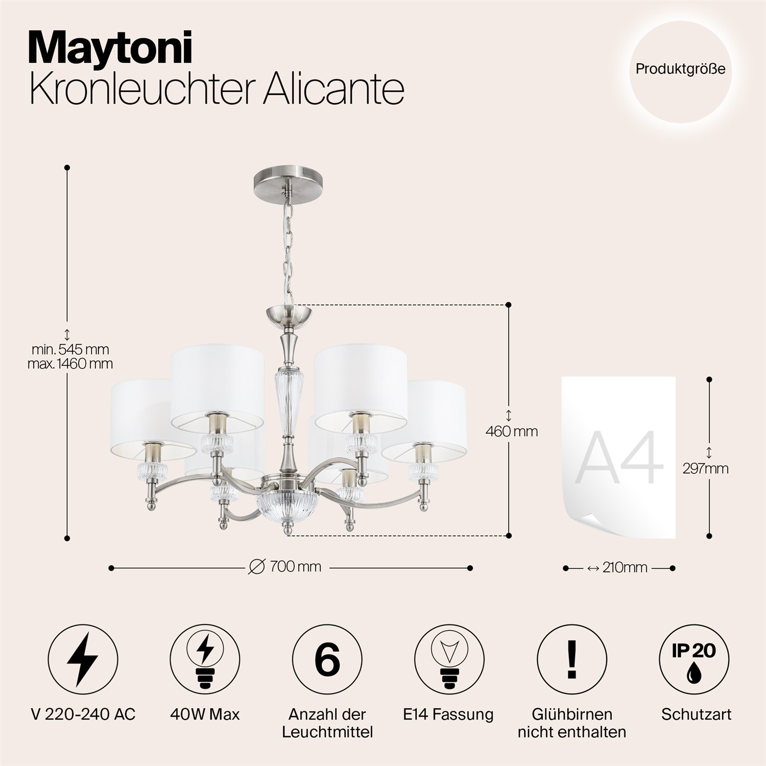 Maytoni Classic Alicante Люстра цвет: никель MOD014CL-06N