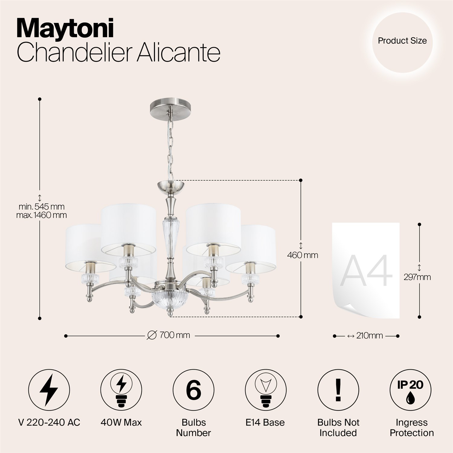 Maytoni Classic Alicante Люстра цвет: никель MOD014CL-06N