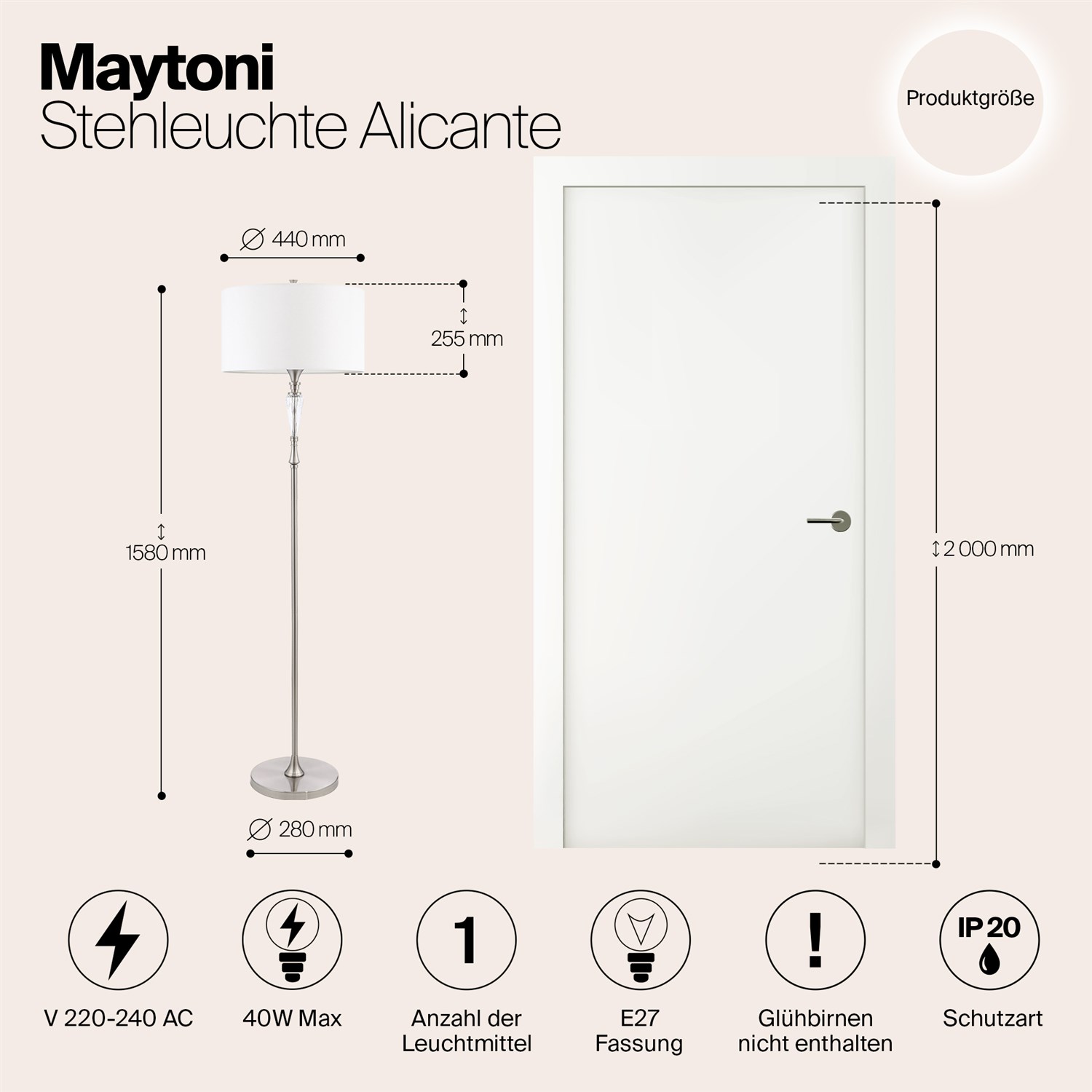 Maytoni Classic Alicante Напольный светильник (торшер) цвет: никель MOD014FL-01N