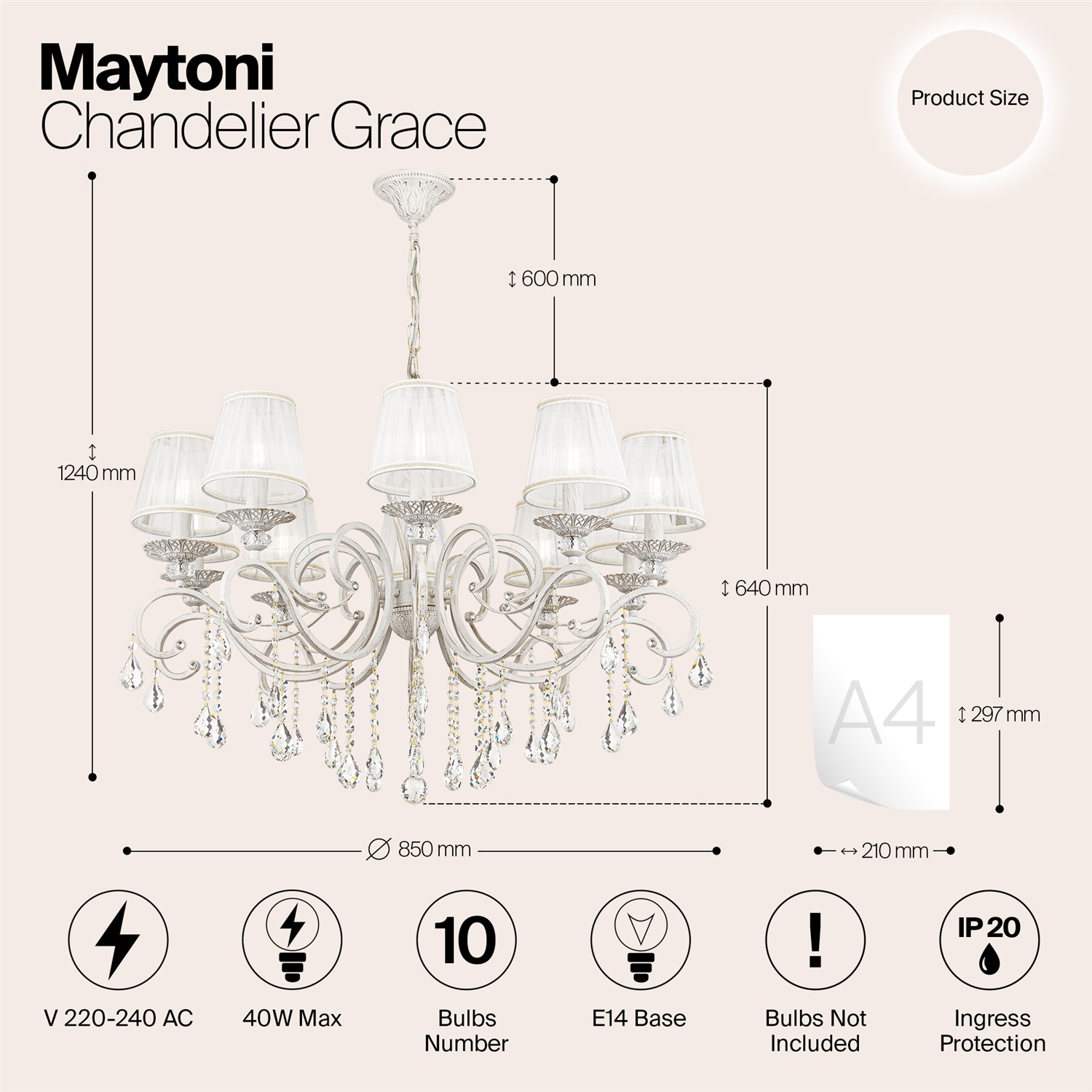 Maytoni Classic Grace Люстра цвет: белый ARM247-10-G