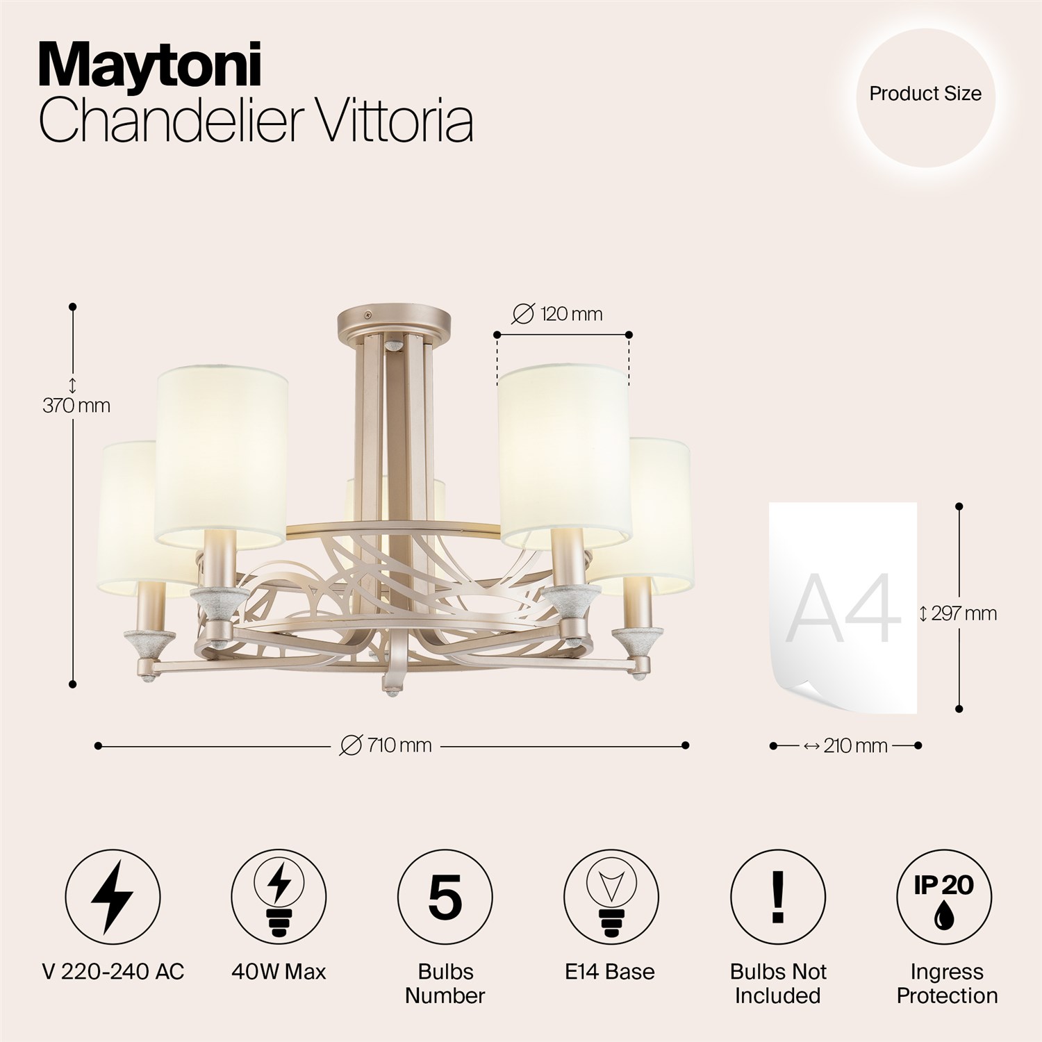Maytoni Classic Vittoria Люстра цвет: золото H004CL-05BG