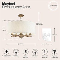 Maytoni Classic Anna Подвесной светильник цвет: золото H007PL-05G