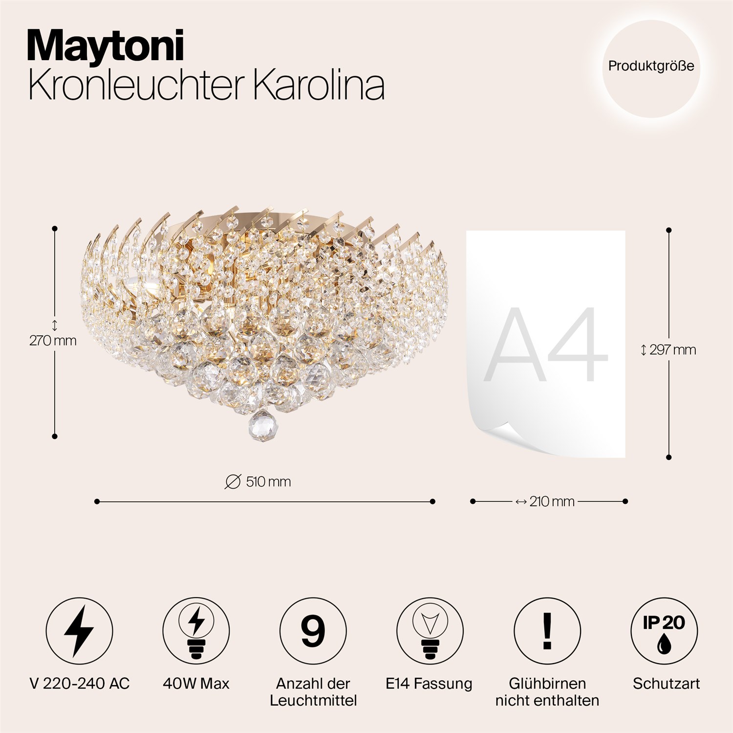 Maytoni Classic Karolina Люстра цвет: золото DIA120-09-G