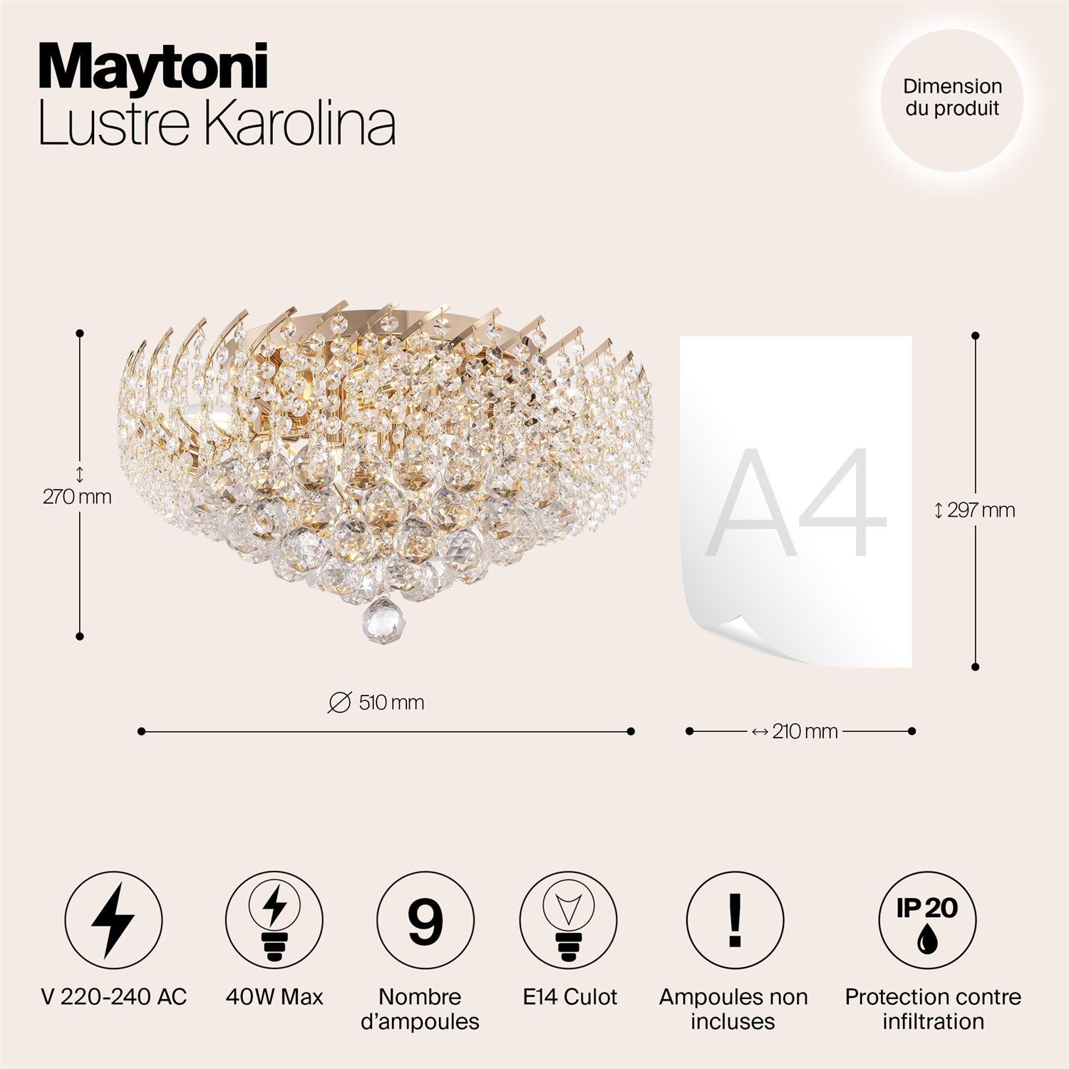 Maytoni Classic Karolina Люстра цвет: золото DIA120-09-G