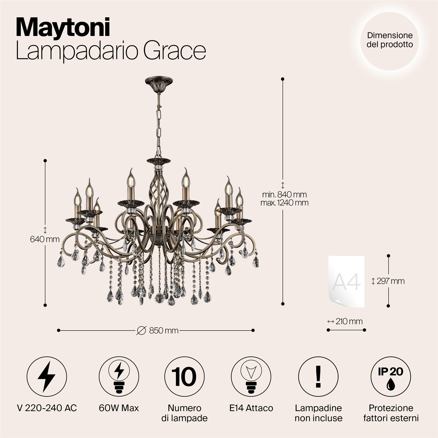 Maytoni Classic Grace Люстра цвет: бронза RC247-PL-10-R