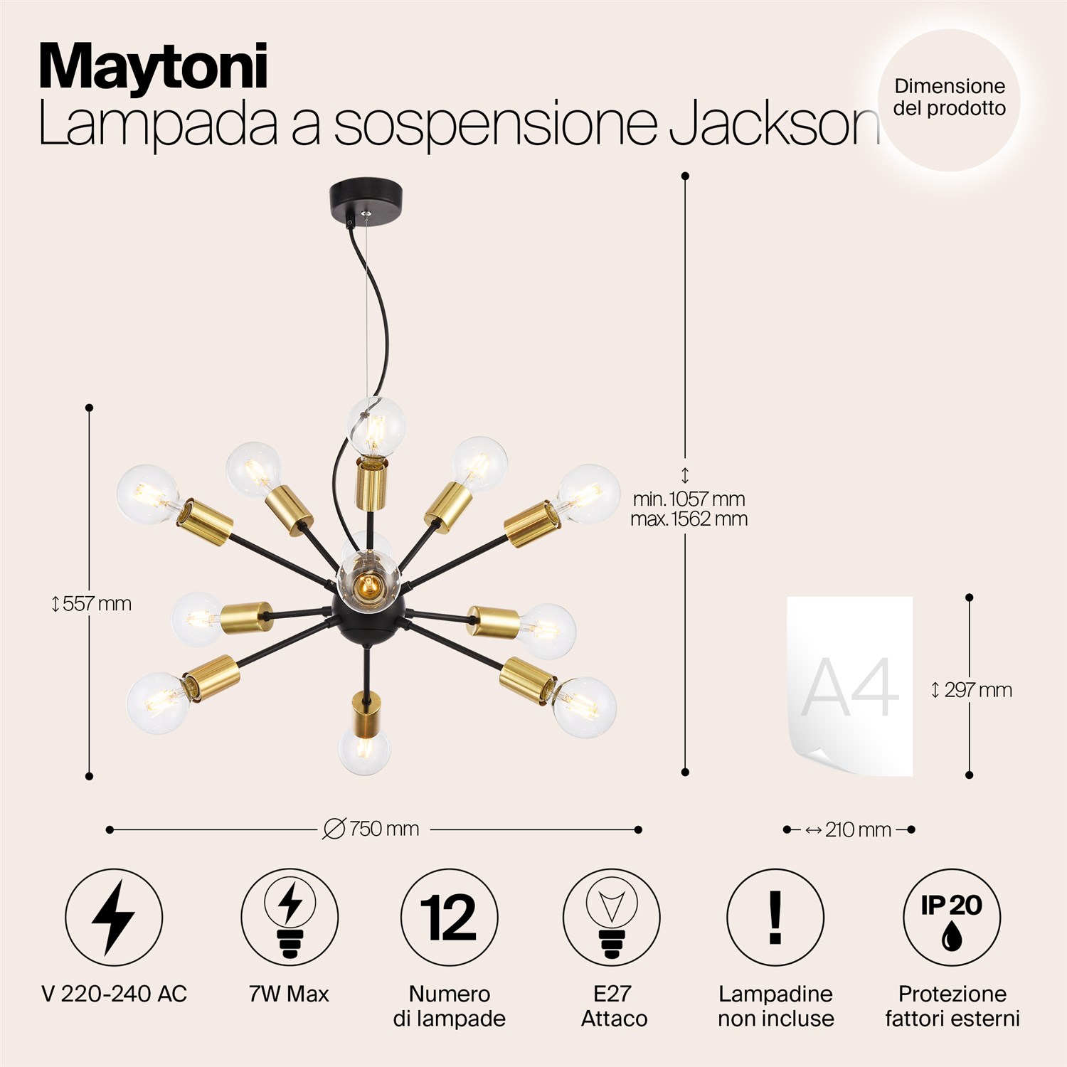 Maytoni Loft Jackson Подвесной светильник цвет: черный T546PL-12B