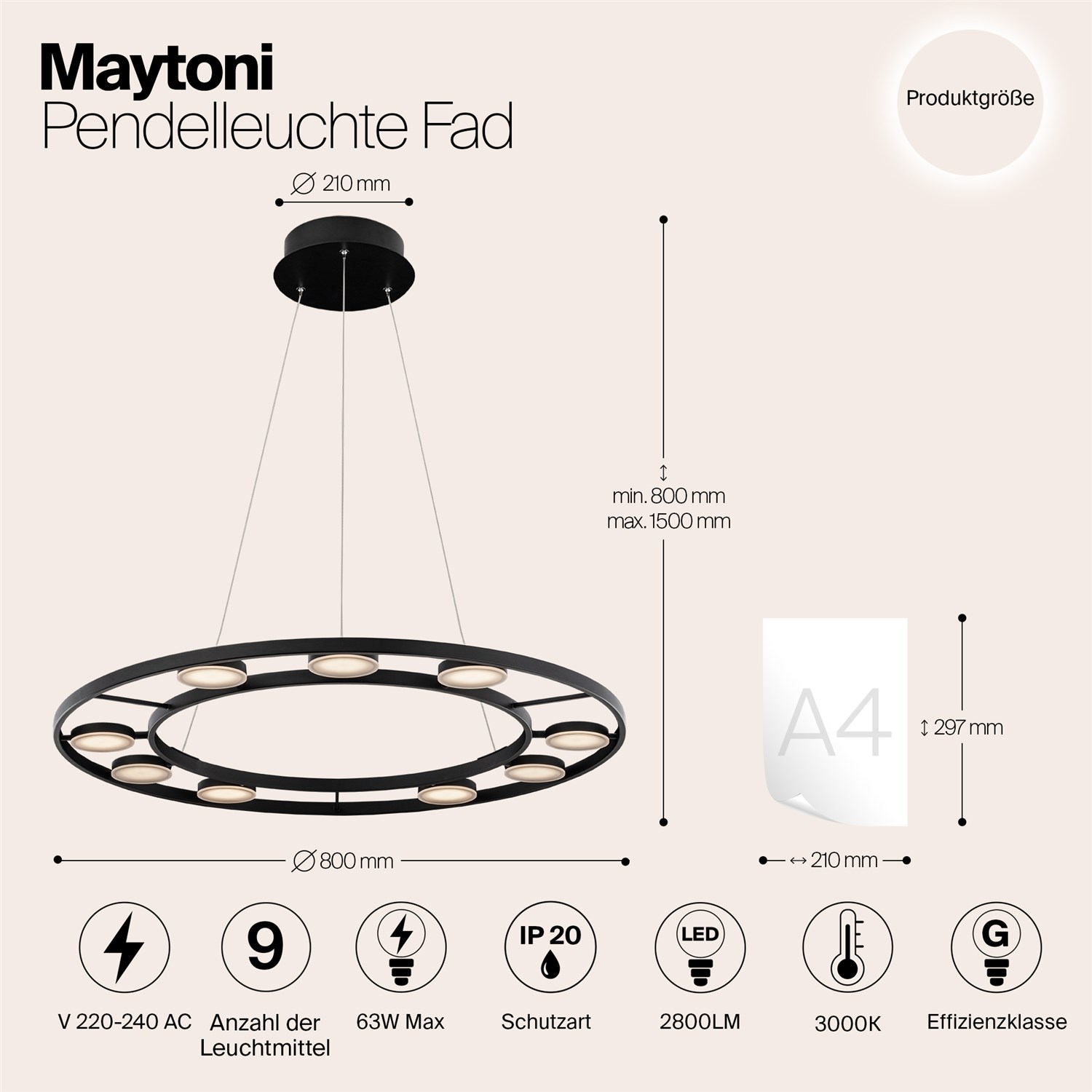 Maytoni Modern Fad Подвесной светильник цвет: черный MOD070PL-L63B3K