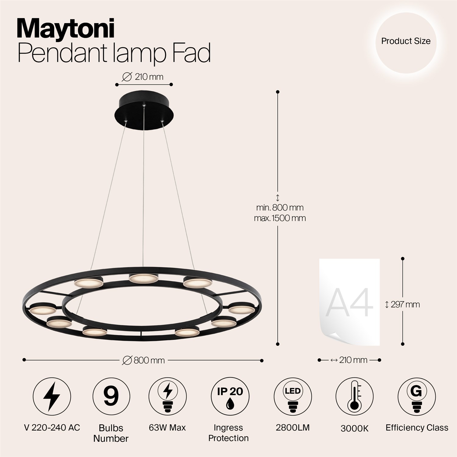Maytoni Modern Fad Подвесной светильник цвет: черный MOD070PL-L63B3K