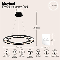 Maytoni Modern Fad Подвесной светильник цвет: черный MOD070PL-L63B3K