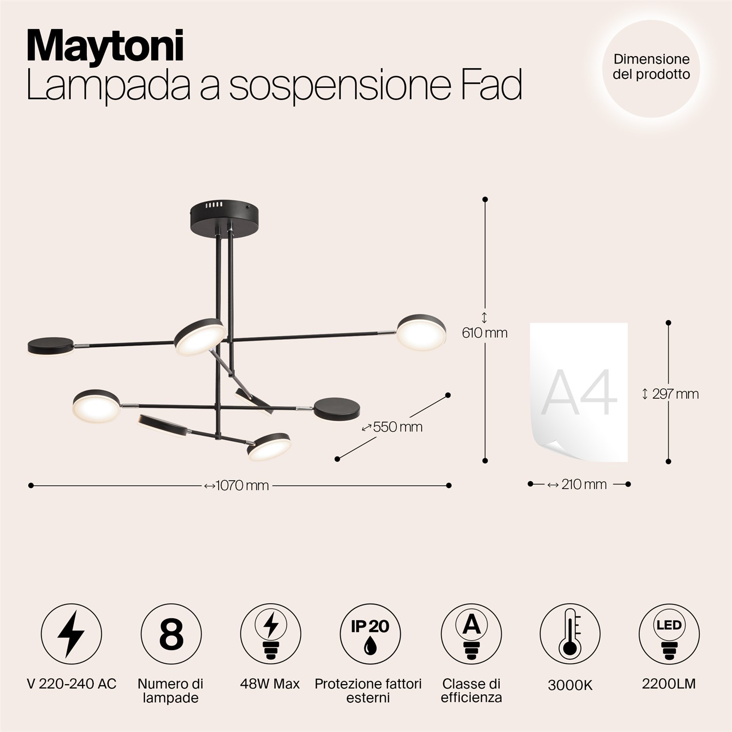 Maytoni Modern Fad Подвесной светильник цвет: черный MOD070PL-L48B3K