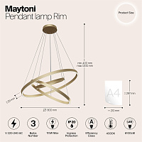 Maytoni Modern Rim Подвесной светильник цвет: латунь MOD058PL-L100BS4K