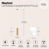 Maytoni Technical Focus Подвесной светильник цвет: матовое золото P075PL-01MG