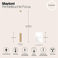 Maytoni Technical Focus Подвесной светильник цвет: матовое золото P075PL-01MG