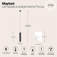 Maytoni Technical Focus Подвесной светильник цвет: черный P075PL-01B