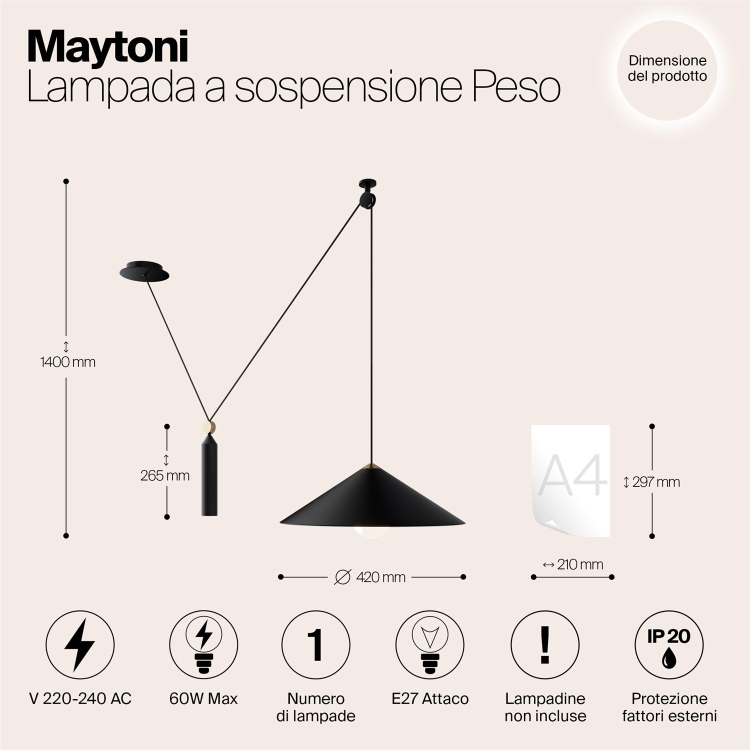 Maytoni Technical Peso Подвесной светильник цвет: черный P080PL-01B