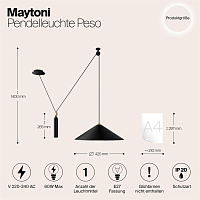 Maytoni Technical Peso Подвесной светильник цвет: черный P080PL-01B