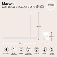 Maytoni Technical BASIS Подвесной светильник цвет: белый P051PL-L40W4K