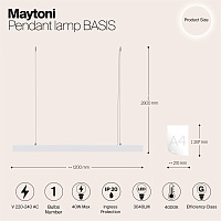 Maytoni Technical BASIS Подвесной светильник цвет: белый P051PL-L40W4K