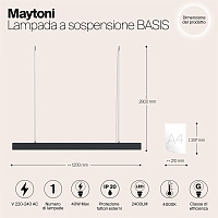 Maytoni Technical BASIS Подвесной светильник цвет: черный P051PL-L40B4K