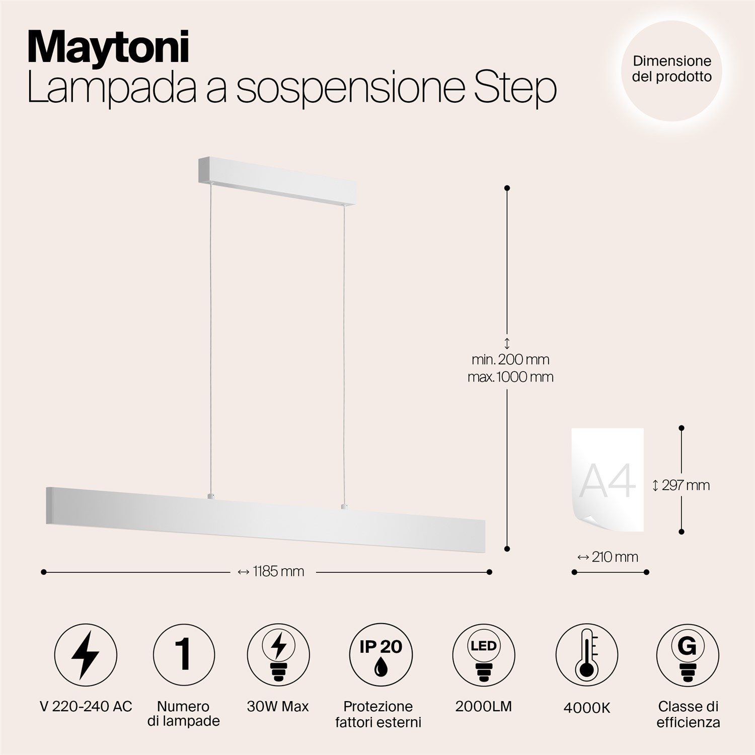 Maytoni Technical Step Подвесной светильник цвет: белый P010PL-L30W4K