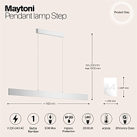 Maytoni Technical Step Подвесной светильник цвет: белый P010PL-L30W4K