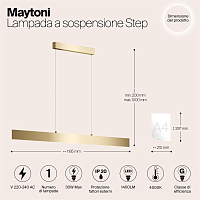 Maytoni Technical Step Подвесной светильник цвет: золото P010PL-L30G4K