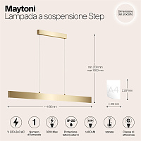 Maytoni Technical Step Подвесной светильник цвет: золото P010PL-L30G3K